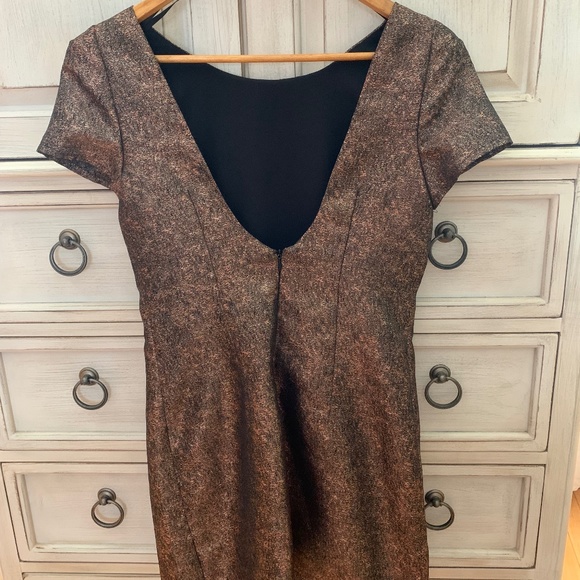 Ladakh Women's Metallic Bronze Short Sleeve Dress - Size 6 - Picture 3 of 5